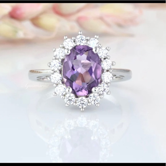 Natural Amethyst Ring Sterling - Picture 2 of 4